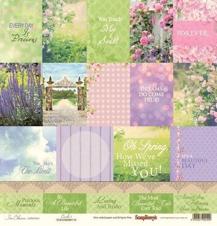 Papier do scrapbookingu jednostronny 30,5 x 30,5 cm IN BLOOM 12 szt. ScrapBerry`s